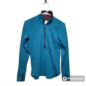 Patagonia Teal Blue Half-Zip Pullover with Maroon Trim